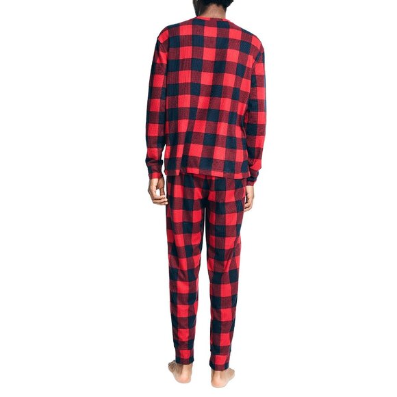 Nautica Men's 2-Pc Relaxed-Fit Buffalo Plaid Waffle-Knit T-Shirt Pajama Pants L - Picture 2 of 4